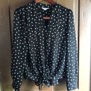 Polka Dot/Lace long sleeve button up